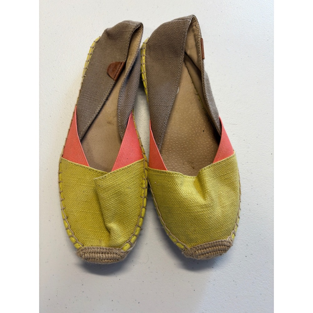 Sperry Top-Sider Katama Colorblock Canvas Espadrille Flats Yellow Coral Taupe 8